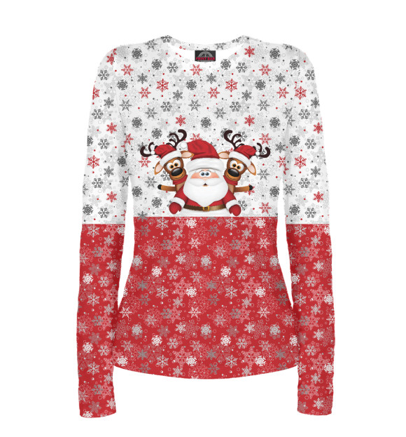 Женский лонгслив с изображением Новый Год цвета Белый