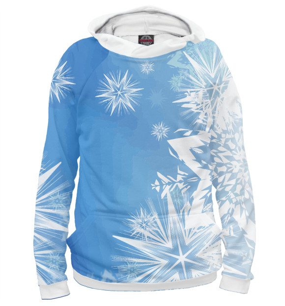 Женское худи с изображением Ледяной узор цвета Белый
