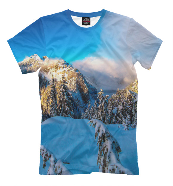 Мужская футболка с изображением Красота гор цвета Грязно-голубой