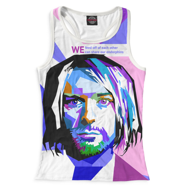 Женская майка-борцовка с изображением Курт Кобейн цвета Белый