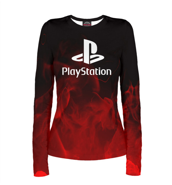 Женский лонгслив с изображением Playstation | Плейстейшн цвета Белый