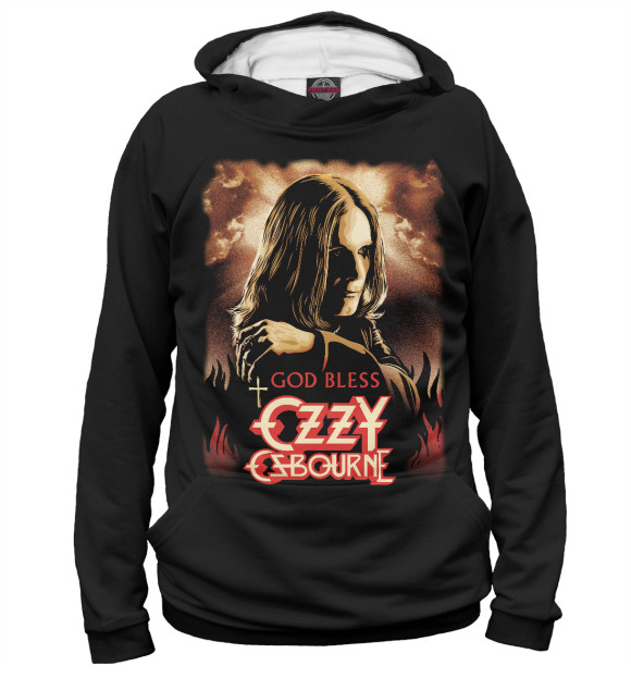 Мужское худи с изображением Oozzy osbourne цвета Белый