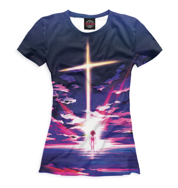 Женская футболка с изображением Neon Genesis Evangelion цвета Белый