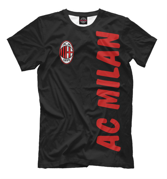 Мужская футболка с изображением AC Milan цвета Черный