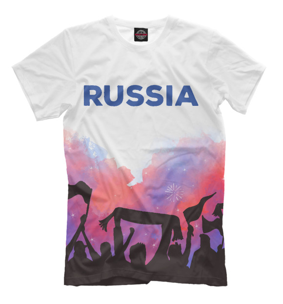 Мужская футболка с изображением Футбол Россия цвета Молочно-белый
