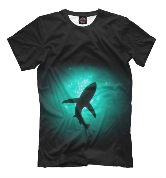 Мужская футболка с изображением Shark цвета Черный