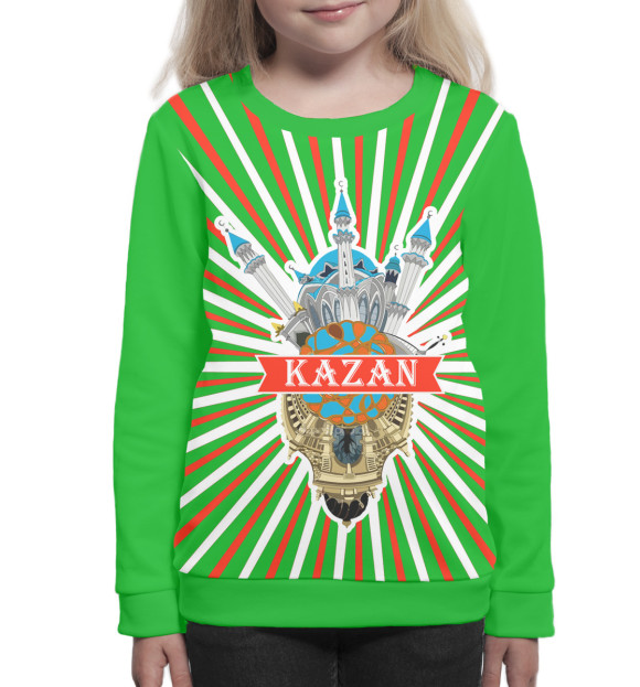Свитшот для девочек с изображением Казань цвета Белый