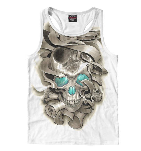 Мужская майка-борцовка с изображением Череп цвета Белый