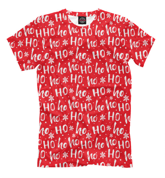 Мужская футболка с изображением Ho Ho Ho Santa Claus цвета Белый