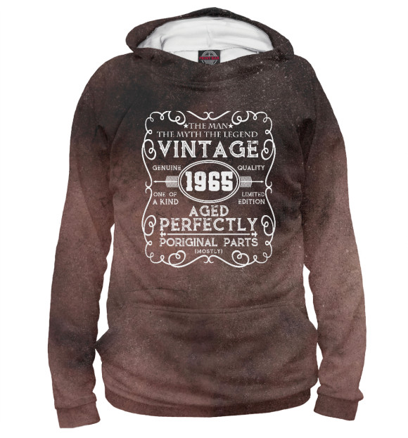Мужское худи с изображением Vintage 1965 цвета Белый