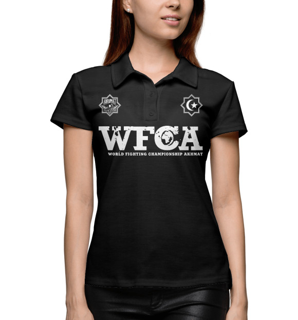 Женское поло с изображением Ахмат: WFCA цвета Белый