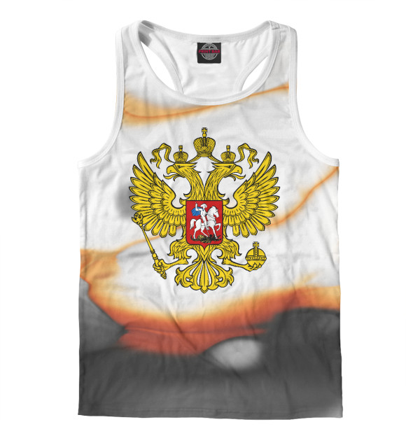 Мужская майка-борцовка с изображением Россия СПОРТ цвета Белый