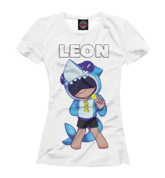 Женская футболка с изображением Brawl Stars Leon цвета Белый