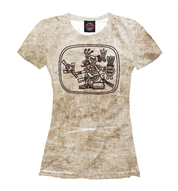 Женская футболка с изображением петроглиф майя цвета Белый