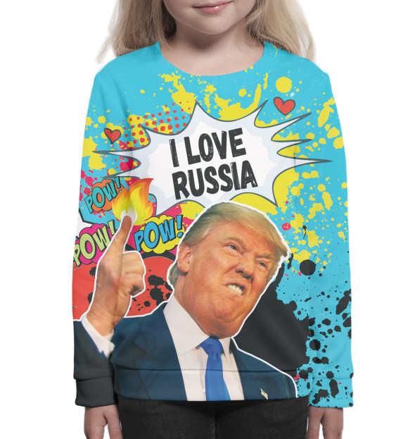Свитшот для девочек с изображением Дональд Трамп цвета Белый
