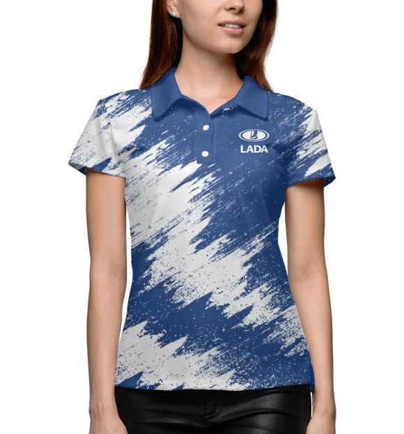 Женское поло с изображением LADA цвета Белый