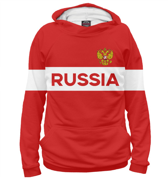 Женское худи с изображением Russia Lines цвета Белый