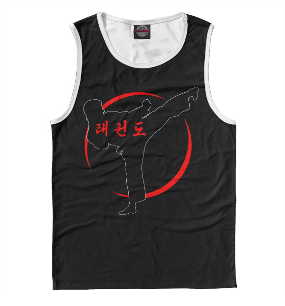 Мужская майка с изображением Taekwondo Vektor Black цвета Белый