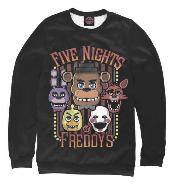 Свитшот для девочек с изображением Five Nights at Freddy’s цвета Белый