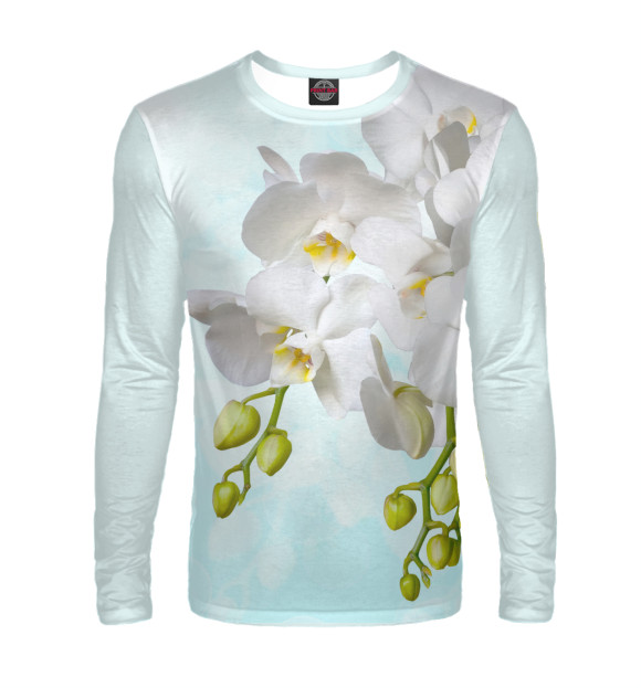 Мужской лонгслив с изображением Белоснежная орхидея цвета Белый