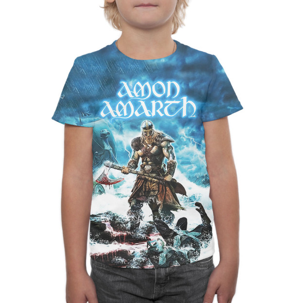 Футболка для мальчиков с изображением Amon Amarth цвета Белый