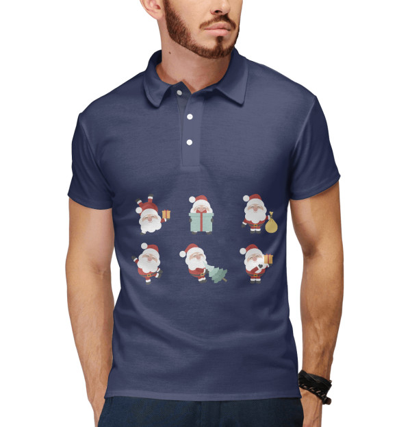 Мужское поло с изображением Санты Клаусы цвета Белый