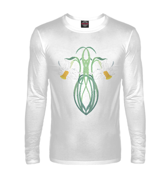 Мужской лонгслив с изображением Нарцисс цвета Белый