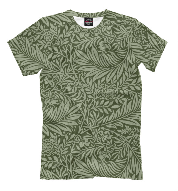 Мужская футболка с изображением Flowers Green цвета Серый