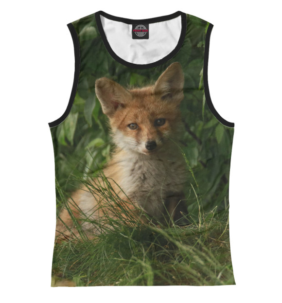 Женская майка с изображением Лисенок цвета Белый