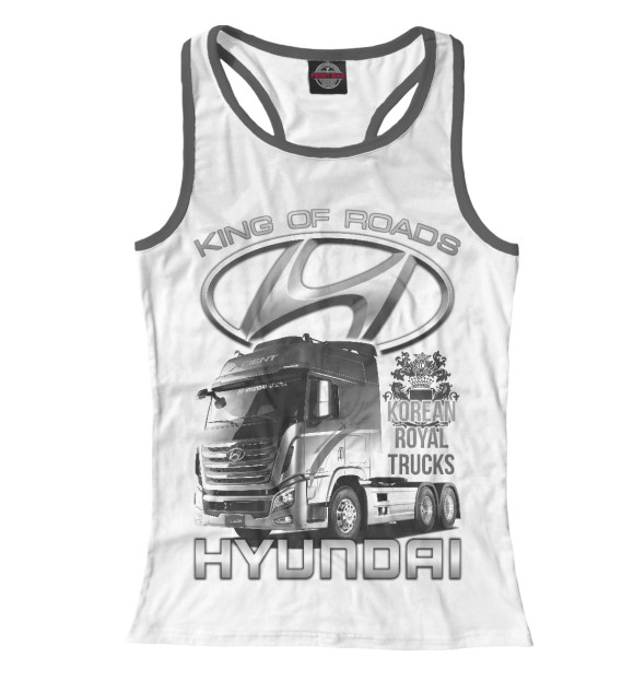Женская майка-борцовка с изображением HYUNDAI - король дорог цвета Белый