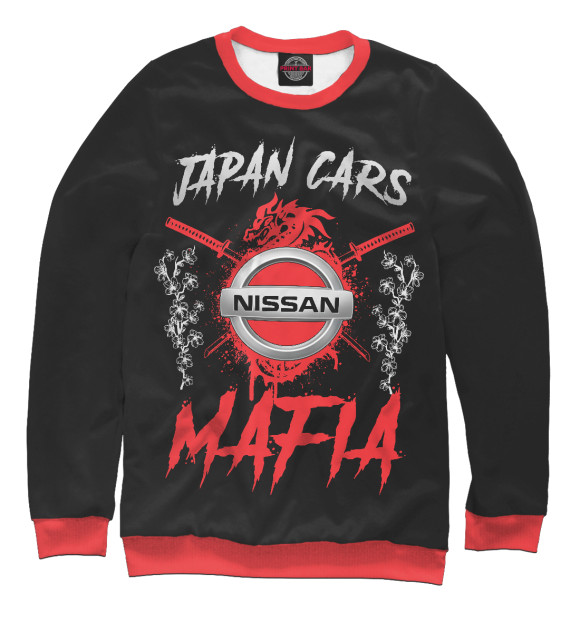 Мужской свитшот с изображением Nissan Japan Cars Mafia цвета Белый