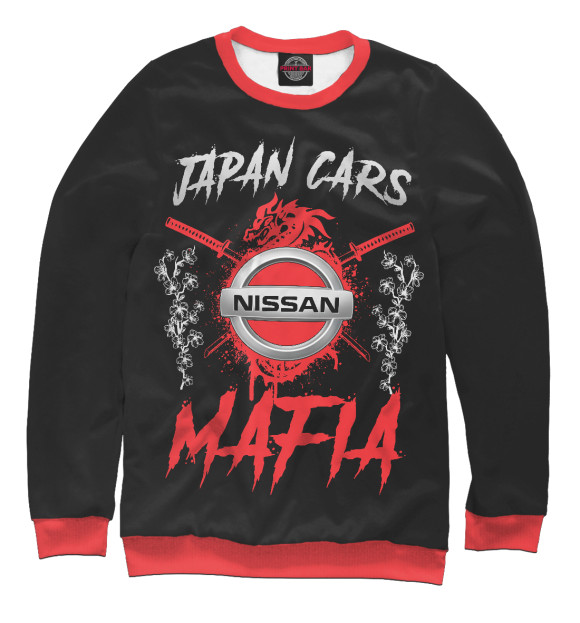 Женский свитшот с изображением Nissan Japan Cars Mafia цвета Белый