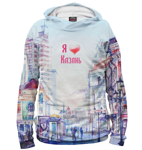 Мужское худи с изображением Казань цвета Белый