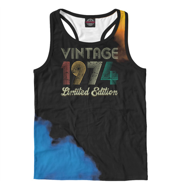 Мужская майка-борцовка с изображением Vintage 1974 цвета Белый