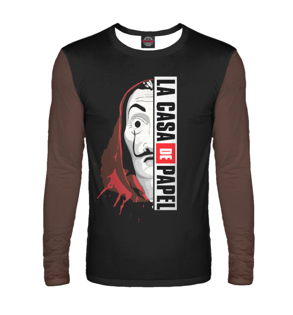 Мужской лонгслив с изображением Бумажный дом цвета Белый