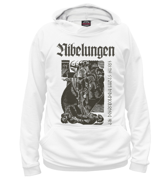 Мужское худи с изображением Nibelungen цвета Белый