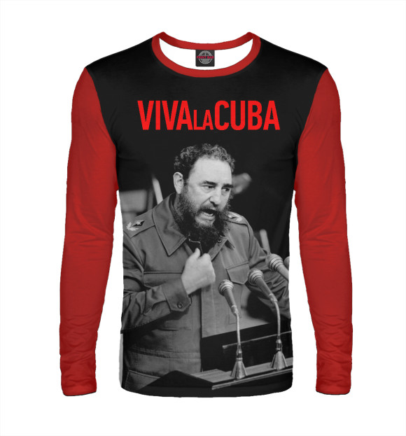 Мужской лонгслив с изображением Фидель Кастро цвета Белый