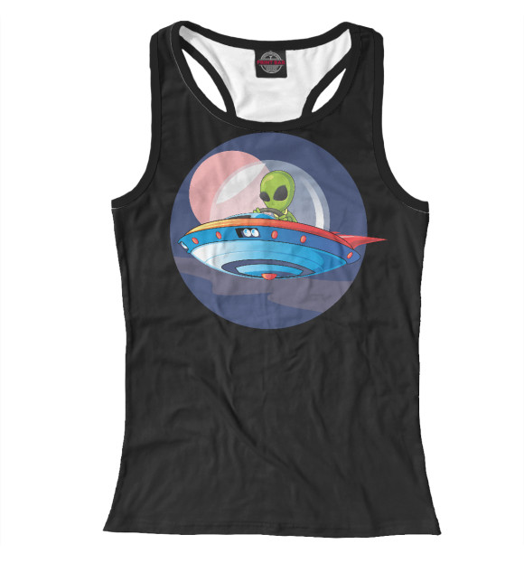 Женская майка-борцовка с изображением Пришелец цвета Белый