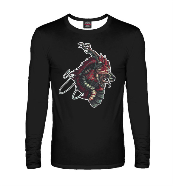 Мужской лонгслив с изображением Дракон цвета Белый