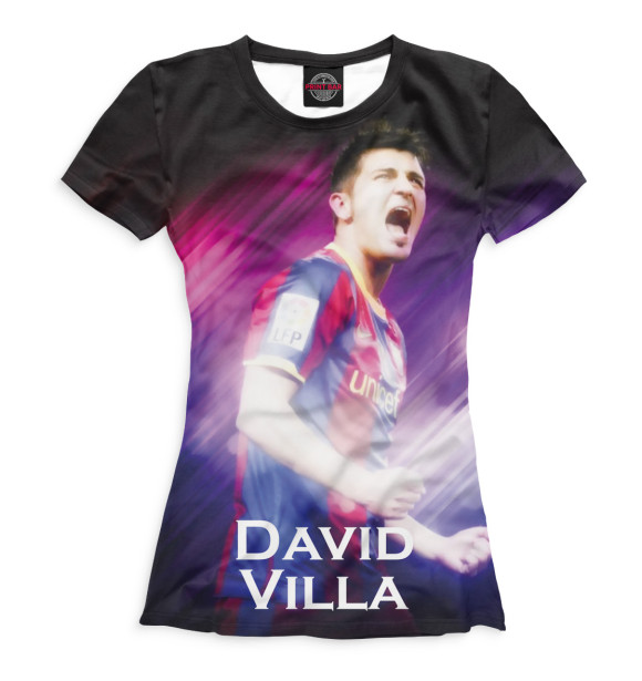Футболка для девочек с изображением Давид Вилья цвета Белый