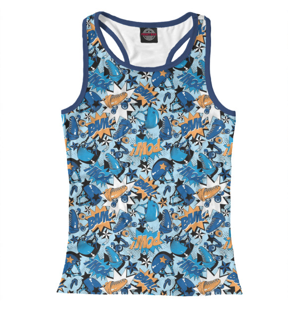 Женская майка-борцовка с изображением Ролики цвета Белый