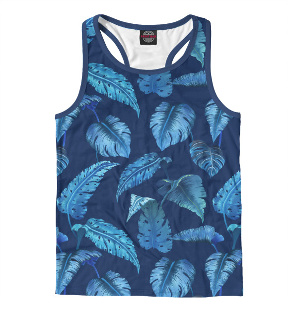 Мужская майка-борцовка с изображением Ночные тропики цвета Белый