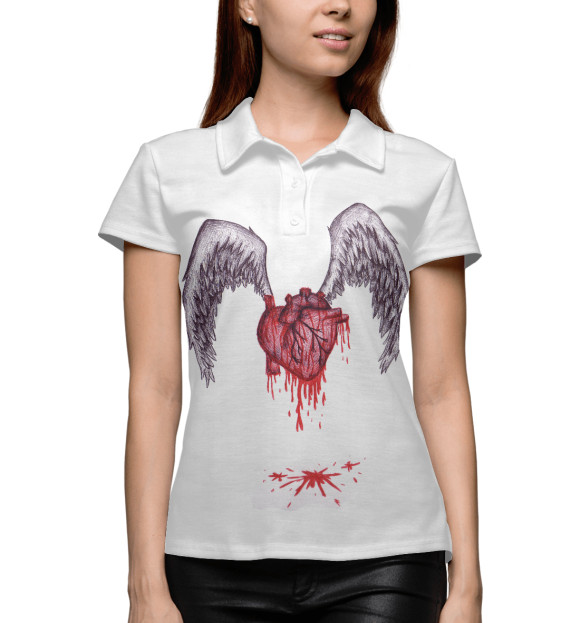 Женское поло с изображением Heart цвета Белый