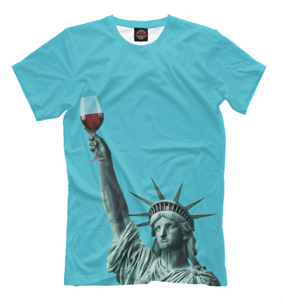 Мужская футболка с изображением Liberty Cheers цвета Грязно-голубой