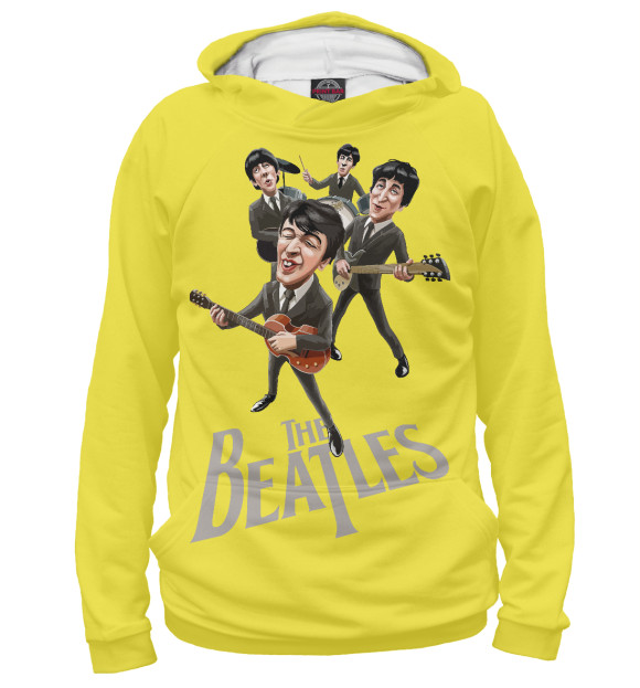 Женское худи с изображением The Beatles цвета Белый