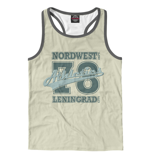 Мужская майка-борцовка с изображением Leningrad Athletics цвета Белый