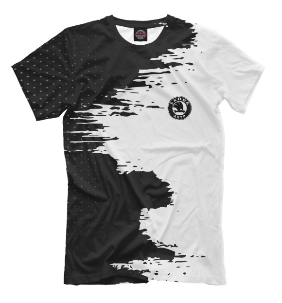 Мужская футболка с изображением SKODA sport цвета Черный