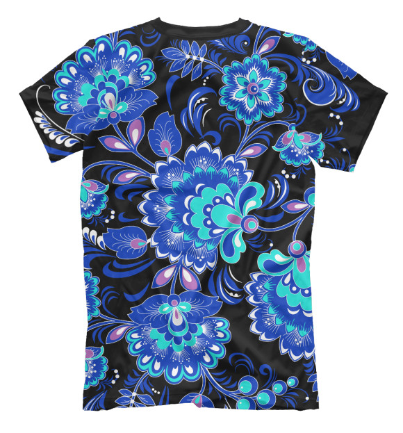 Мужская футболка с изображением Хохлома неон цвета Белый