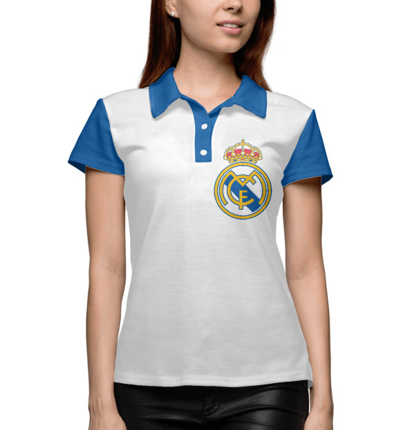 Женское поло с изображением Реал Мадрид цвета Белый