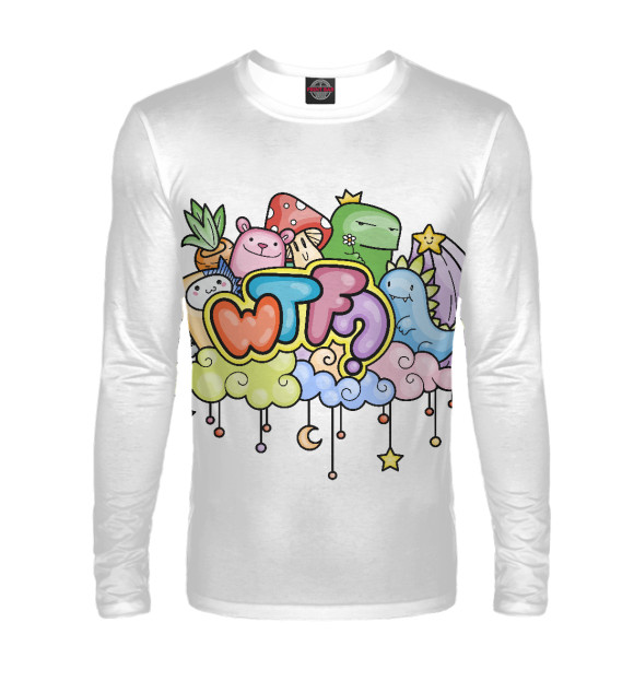 Мужской лонгслив с изображением WTF? цвета Белый